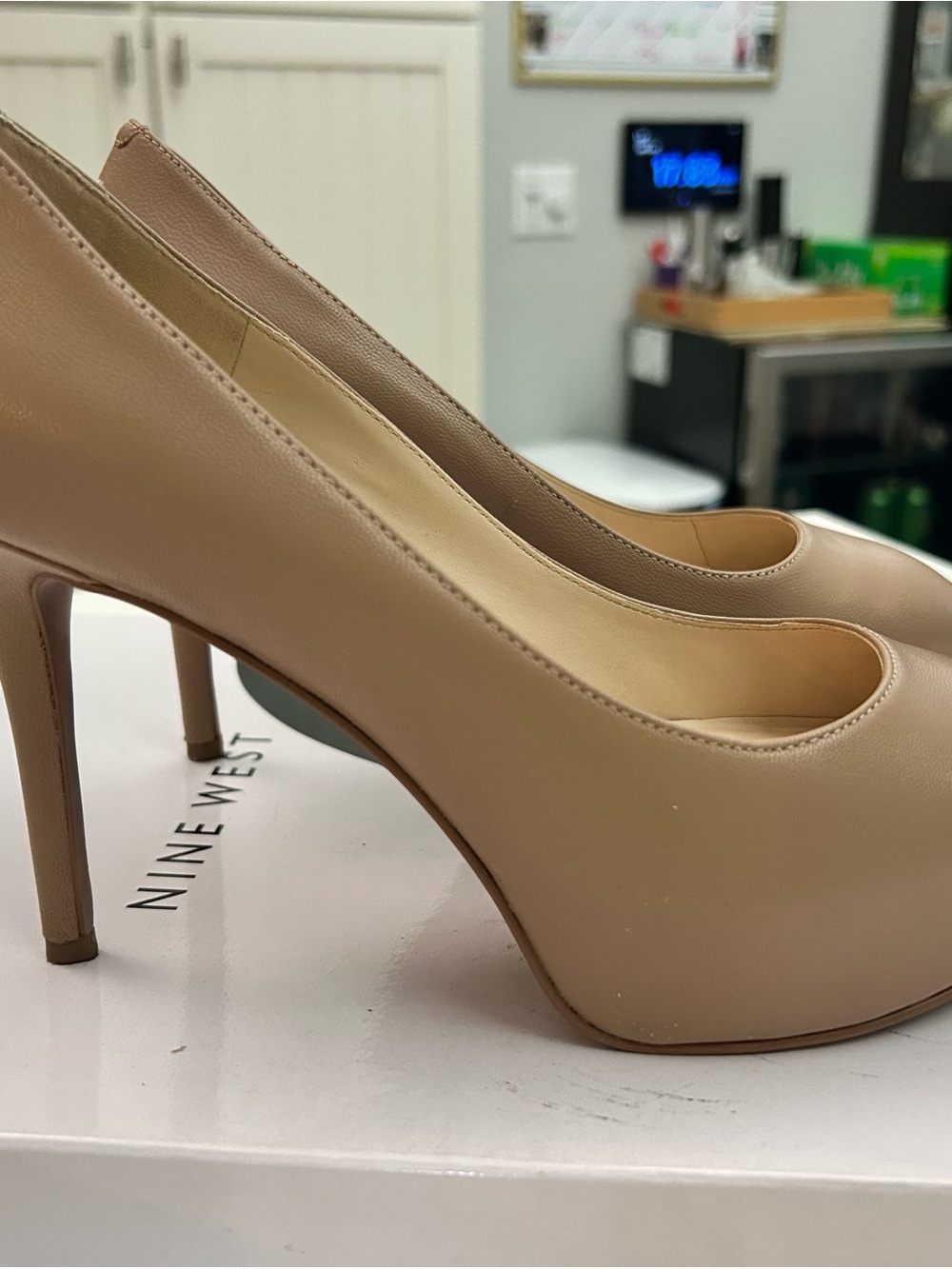 Nine West Nude Beige Platform High Heel Pumps